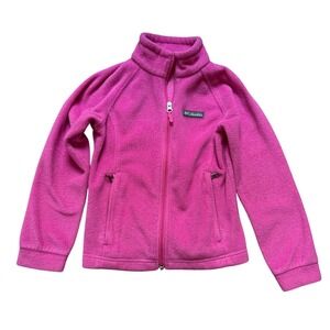 Columbia Benton Springs Fleece Jacket Girls Pink Excellent Full Zip SIZE S 7/8